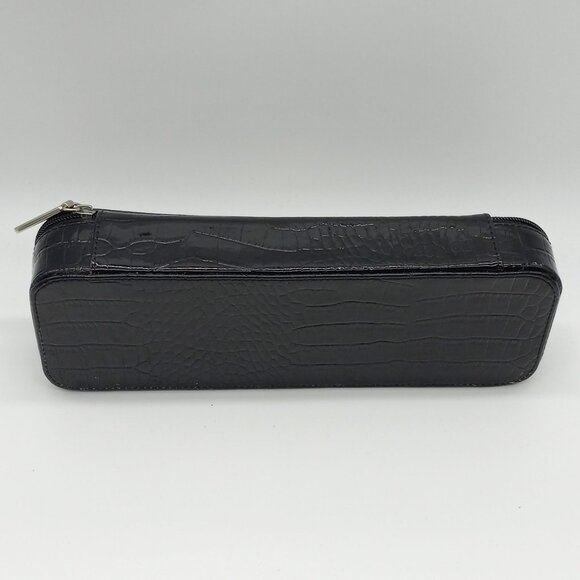 Liz Claiborne Black Faux Croc Jewelry Travel Bag Pouch Organizer Zipper - Picture 10 of 11